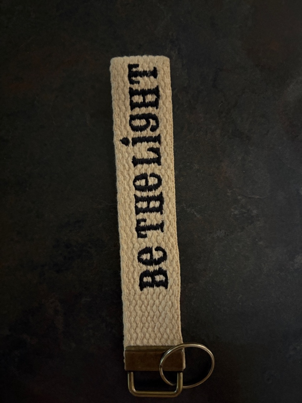 Be The Light Woven Key Fob - Cream and Black